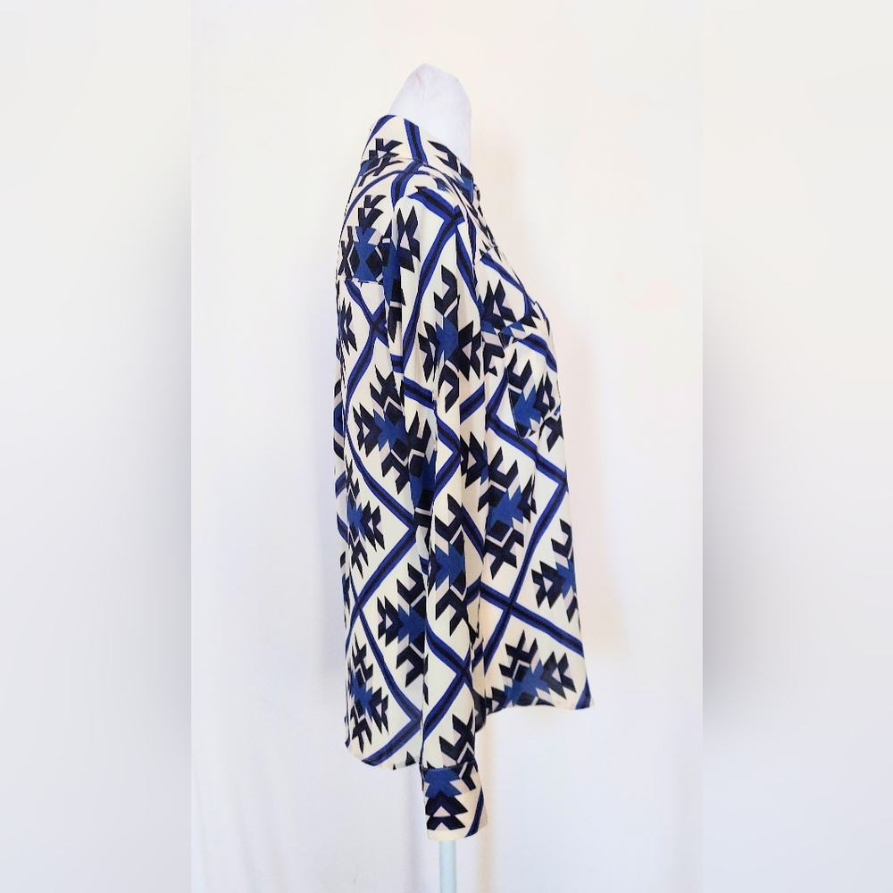 Express Portofino Geometric Print Button Down Shirt Size XS - Picture 8 of 11